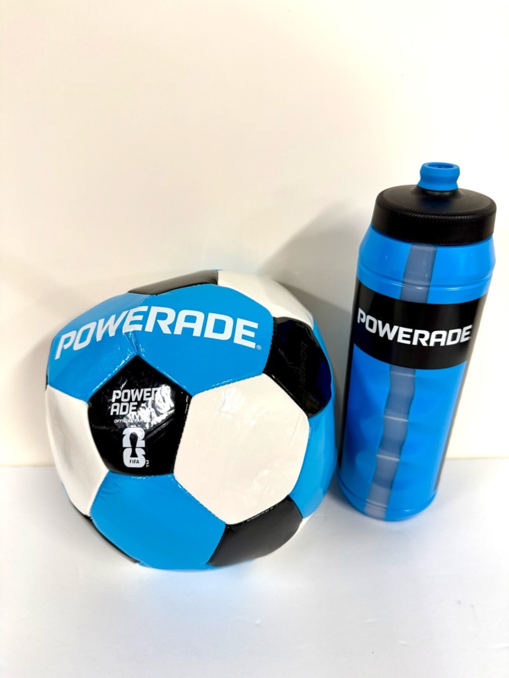 NEW Powerade Soccer Ball w/FIFA Logo & 32 oz Plastic Squeeze Bottle - IW Prize